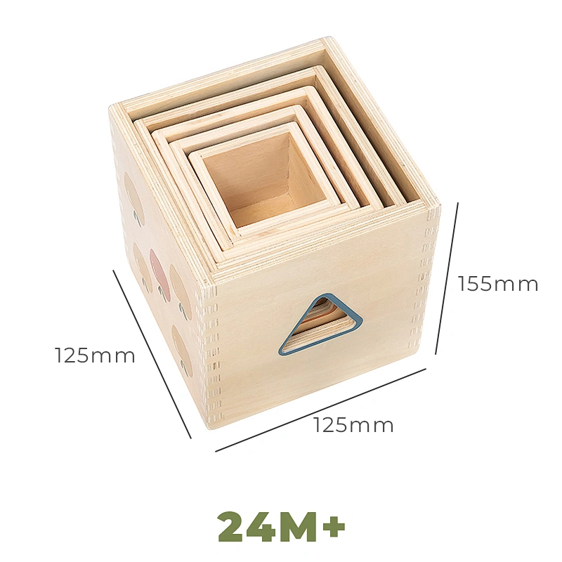 Wooden stacked cube box